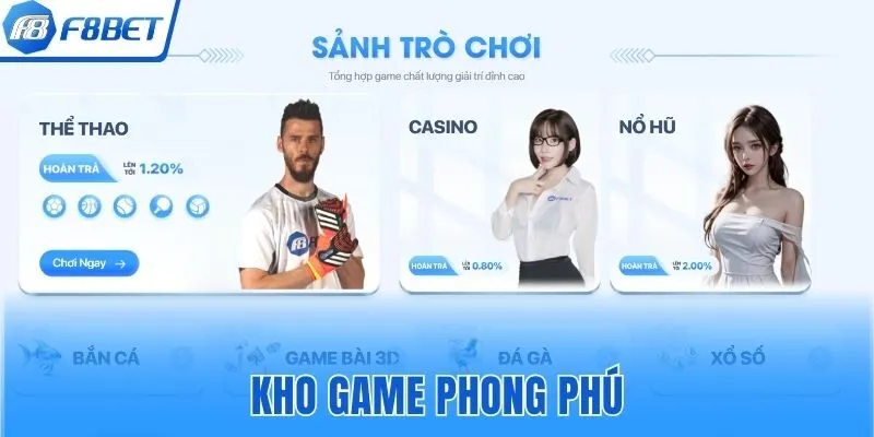 F8bet mang đến kho game phong phú với hàng trăm siêu phẩm đình đám